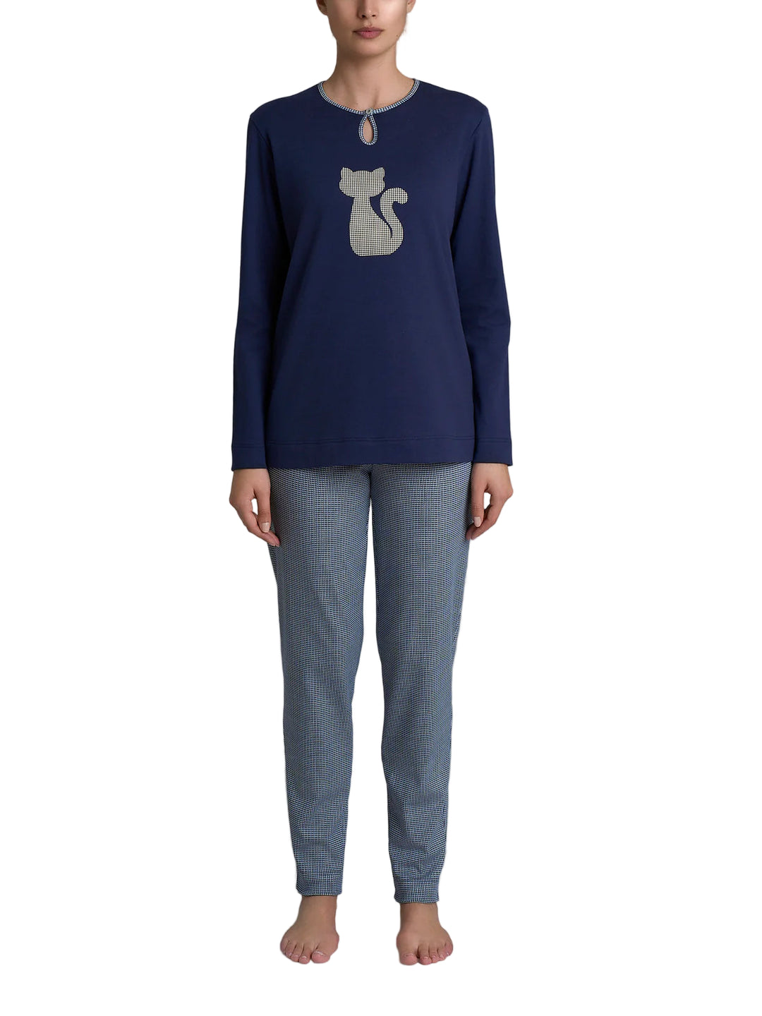 Ragno Pigiama con scollo a goccia e dettaglio in Interlock di cotone Fant. Naval Academy