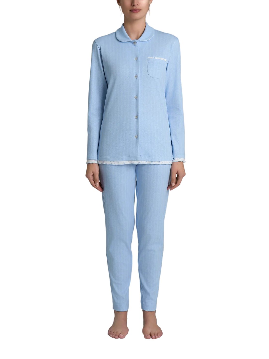 Ragno Pigiama aperto con colletto in Interlock di cotone Fant. Eventide Spina di Pesce